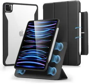 ESR for iPad Pro 11 Inch Case (2022/2021/2020/2018, 4th/3rd/2nd/1st Generation) with Pencil Holder, Removable Magnetic Cover, Vertical Stand, Rebound 360 Series, Black