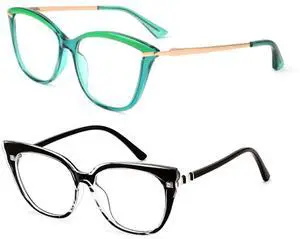 FEISEDY Blue Light Blocking Glasses Computer Glasses Women Men Cateye TR90 Frame B2772+B0182