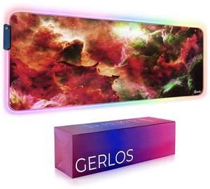 Gerlos RGB Large Gaming Mouse Pad, Extended Soft LED Mouse Pad, Non-Slip Rubber Base, Water Resist Keyboard Pad, Computer Mousepad 31.5x11.8 inches