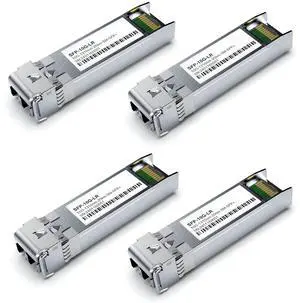 4Pack SFP+ 10GBase-LR LC Module, SingleMode 1310nm, SMF Dual LC Fiber Optic Transceiver for Cisco SFP-10G-LR, Ubiquiti UniFi UF-SM-10G, Meraki MA-SFP-10GB-LR, Netgear, TP-Link and More(DDM 20km)