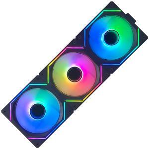 UNI Fan 120mm pc Case Fan HJM120 Black ARGB pc Fans,Infinity Mirror 120mm ARGB PWM Case Fans, 3 Pack 120mm Fans Suitable for Computer Case and CPU Cooling
