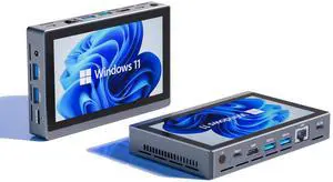 HEIGAOLA Mini PC Win 11 PRO Celeron N5095 Cooling Fan Mini Computer 16GB DDR4 256GB EMMC 4K60Hz Display Mini PC with Screen Gigabit Ethernet Desktop Computer (GAOLA2 PRO-N5095, 8+256GB with Battery)