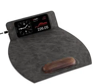 Magnetic Wireless Charging Mouse Pad with Ergonomic Design, Mousepad with Wrist Support, Foldable Mousepad with Wrist Rest for Computer, Laptop, Office & Home, 14 x 12.1 in, Grey
