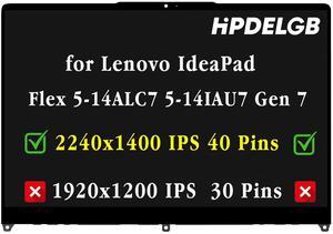HPDELGB Screen Replacement for Lenovo IdeaPad Flex 5-14ALC7 5-14IAU7 Gen 7 82R9 82R7 82TA Series 14.0 inch 2.2K 2240x1400 IPS LCD Touch Screen Display Digitizer Assembly Bezel (2240x1400 IPS 40 Pins)