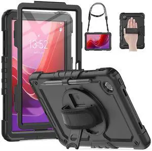 HXCASEAC Case for Lenovo Tab M11/K11 LTE 11 with Screen Protector/Pen Holder/Rotating Hand Strap/Stand, Protective M11 Tablet Case (TB-330FU/TB-330XU) Cover 2024, Black