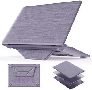 HXCASEAC Case Compatible with MacBook Air 13 inch Case 2020 2018 with Foldable Stand, Anti-Scratching Protective Hard Shell Cover for A2337, A2179, A1932 Fabric, Purple