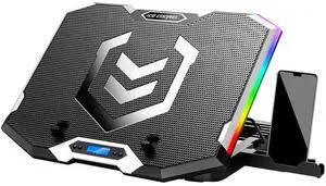 ICE COOREL Gaming Laptop Cooling Pad 15-17.3 Inch, Laptop Fan with 6 RGB Cooling Fans, Laptop Cooling Stand with 6 Height Adjustable, Laptop Cooler with LCD Screen, 2 USB Ports, Phone Stand