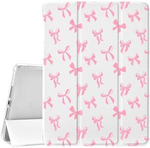 Idocolors Cute Bowknot Pad Case for 13 Inch iPad Air(2024), Clear TPU Smart Stand Back Cover with Pencil Holder, Auto Wake/Sleep Foldable Shockproof Protective Case
