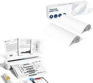 ItriAce M832 Portable Printer, 300DPI Wireless Bluetooth Thermal Printer, Support Multi-Size Thermal Paper, with Continuous Thermal Paper 2 Rolls
