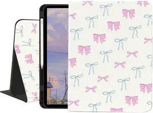 JOYLAND Colorful Bow Prints Case for iPad Air 13" (M3) 2025/ (M2) 2024/iPad Pro 12.9" 2022/2021,Textured Folio Case with Pencil Holder Multi-Angle View Adjustable Stand Auto Wake/Sleep