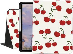JOYLAND Lovely Cherry Case for iPad Air 13" (M3) 2025/ (M2) 2024/iPad Pro 12.9" 2022/2021,White Textured Folio Case with Pencil Holder Multi-Angle View Adjustable Stand Auto Wake/Sleep
