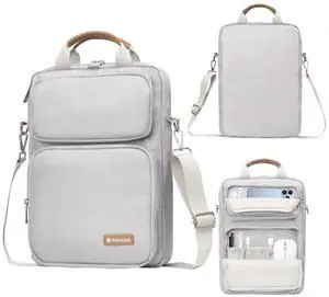 Kailaien 10-13 Inch Tablet Sleeve Bag, Ipad Bag for 13 In/11 in New iPad Pro M4 & 13 in Air M2 2024,iPad Pro 12.9 M2&M1,Ipad 10.9,Galaxy Tab S8+/S9+ 12.4,with Removable Shoulder Strap(Silver)
