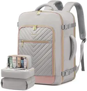 LOVEVOOK Travel Backpack For Women,50L Carry On Backpack Flight Approved,TSA Personal Item Travel Bag Fits 18 Inch Laptop,Business Weekender Overnight Daypack with 3 Packing Cubes