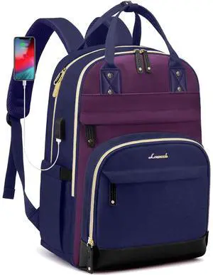 LOVEVOOK Backpack for Women,Laptop Backpack Women,Fits 15.6 Inch Laptop Bag,School Backpacks,Fashion Travel Work Anti-theft Bag,Waterproof Business Computer College Backpack Purse,Purple-Blue-Black
