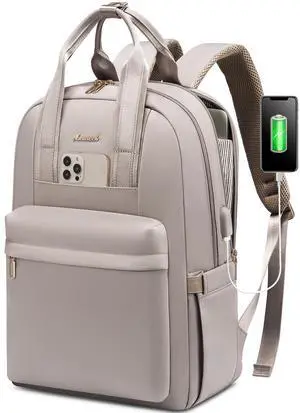 LOVEVOOK Laptop Backpack Purse for Women, 15.6 Inch Travel Laptop Bag with USB Port, Waterproof Work Teacher Nurse Computer Backpack, Durable Casual Daypack