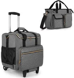 LUXJA Rolling Teacher Bag with Bible Bag, Gray