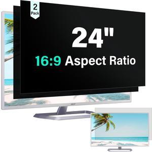2 Pack Monitor Privacy Screen 24 Inch 16:9 Aspect Ratio 24in Computer Screen Privacy Shield Blue Light Blocker Anti-Glare Eye Strain Filter, Removable Anti Spy Film Desktop Security Private Cover