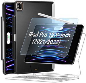 Magic-Keyboard Compatible Case for iPad Pro-12.9 - Cases with Pencil Holder & Screen Protector for SmartKeyboard Folio 6th/5th Generation Pro 12.9, Ultra-Thin and Slim (Keyboard Not Included), Black