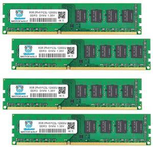 [32 GB DDR3L RAM] DDR3L-1600 UDIMM 32GB Kit (4x8GB) 2Rx8 PC3L-12800U 8GB PC3-12800 240 Pin Non ECC Unbuffered 1.35V/1.5V CL11 Dual Rank Desktop Memory Ram