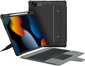 Nillkin for iPad 9th Generation Case with Keyboard 10.2 Inch - Slide Camera Cover - Detachable Keyboard Case with Pencil Holder & Trackpad for iPad 8th Gen/7th Gen
