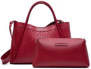 NEWBELLA Tote Bag for Women Purse Top Handle Handbags (Red, for 13 inch laptop)