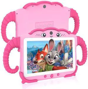 Kids Tablet 7 inch Toddler Tablets for Kid with Case WiFi Dual Cameras Octa-Core Android System Kids Learning PC for Girls Boys Software Installed 32GB Childrens Computer Parental Control (Pink)