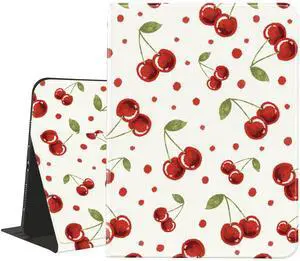 JOYLAND Cherry Pad Case Compatible with 13 Inch iPad Air(2024)/12.9 Inch iPad Pro(2021/2022) with Pencil Holder Multi-Angle Stand Aesthetic Girly Leather Cover Auto Sleep/Wake for Kids Girls