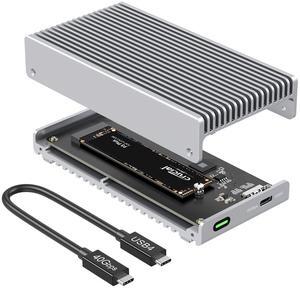Qwiizlab Fanless 40Gbps USB4 Thunderbolt External SSD Enclosure with Aluminum Heat Sink Chasiss, Supports M.2 NVMe SSD up to 8TB, Silver (SSD Not Included)