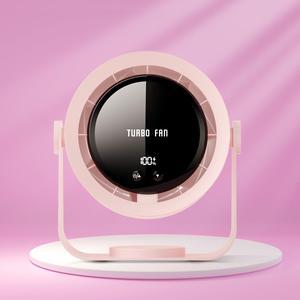 Small USB Desk Fan , Table Fan with LED Display, Powerful Airflow, 90degRotatable Head Desktop, 5 Speeds Adjustable, Portable Desktop Fan for Living Room, Office, Home ( Pink)