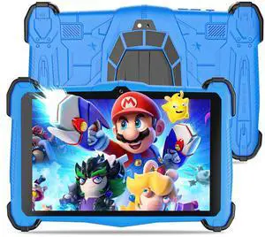 Semeakoko Kids Tablet,7 Inch Android 14 Tablet, for Kids,Octa-Core,10GB RAM+64GB, WiFi6,Bluetooth 5.0,Parental Controls,Shockproof Case,iWawa Play,Google Kids Space,Gift for Kids-Blue