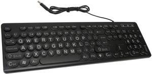Large Print Backlit Keyboard, 104 Key Wired Keyboard with Multiple Levels Backlit, Oversize Letters Keys Easy to See and Type, for Elderly Visually Impaired