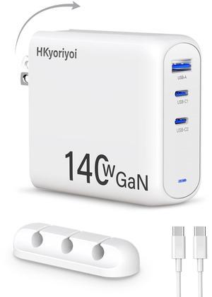 140W USB C Charger PD3.1 GaN Charger 3-Port Fast Laptop Charger Block 140W Fast Charging Power Adapter for MacBook Pro 16'', Dell XPS, iPad Pro, Galaxy, iPhone 16/15 Pro, Chromebook