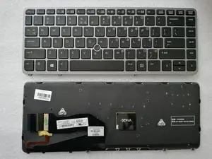 SOUTHERNINTL Repalcement for HP EliteBook 745 840 850 G1 G2 US Keyboard with Silver Frame & Mouse Point with Backlight 776475-001 762758-001 776475-B31