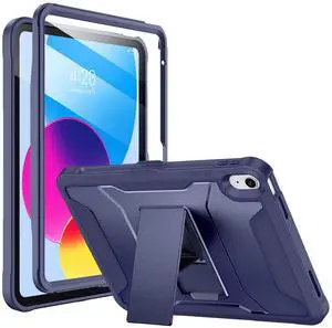 Soke Case for iPad (A16) 11th Generation 11-inch 2025, iPad 10th Generation 10.9-inch 2022, with Built-in Screen Protector and Kickstand, Rugged Full Body Protective Cover - Dark Blue