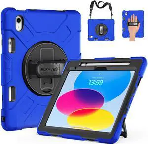 SUPFIVES Case for iPad (A16) 11th/10th Generation 2022/2025, Full-Body Drop Protection Cover for iPad 10th Gen 10.9/11 inch with Screen Protector, 360deg Rotate Stand, Shoulder Strap, Pencil Holder