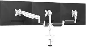 suptek Triple Monitor Mount for Most 17 to 32 inch Screens,Gas Springs Adjustment Triple Monitor Desk Mount Stand with Clamp & Grommet Kit,White(MD8003W)