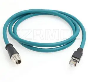 SZRMCC M12 8 Pin X-Coded Male to RJ45 Ethernet Cable Cat7e Gigabit Shielded Waterproof Network Cable for Basler GigE Cognex in-Sight Industrial Camera Vision Sensors (Blue,1M)
