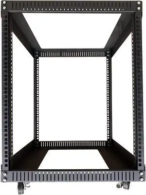 TECHTOO Server Rack 12U Standing Open Frame Rack with 4 Wheels 4 Posts 19Inch Server Equipment Rack Heavy Duty Cold Rolled Steel for Network Servers & AV Gear (12U)