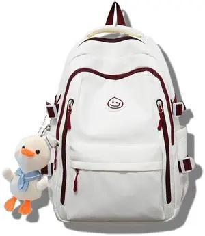 Teclado Kawaii Backpack with Cute Accessories Lightweight Bookbags Laptop Bag Waterproof Casual Travel Daypacks (Red)
