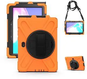 Rantice Case for Samsung Galaxy Tab Active5 PRO /Active4PRO /Active PRO 10.1, Shockproof Drop Protection Case with 360 Stand, Hand Strap & Shoulder Strap for SM-X350/X356B/T540/T547/T630/T638(Orange)