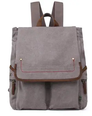 TSD Brand Canvas Backpack Lightweight Travel Daypack Lightweight Carry On Laptop Backpack Hiking Backpack(Gray)