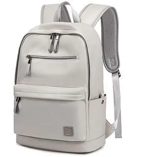 weiatas Leather Laptop Backpack for Men Women Work, Lightweight School Backpack Bookbag for College Students, Waterproof Casual Daypack Travel Computer Backpack fits 15.6 (Grey)