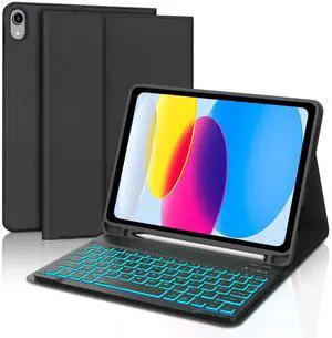WINCHKING Backlit Keyboard Case for iPad A16 2025 11th/10th 2022 Generation (11-inch/10.9),7-Color Backlit,Detachable Wireless Keyboard with Bulit-in Pencil Holder Multi-Angle Protective Cover(Black)