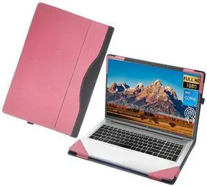 WODBAO 2023 Laptop Enclosure Cover for Dell Inspiron 15 3000/3530/3520/3510/3510/3515/3511 and Vostro 15" Laptop Cover Computer Drop Protection PU Leather case (Pink)
