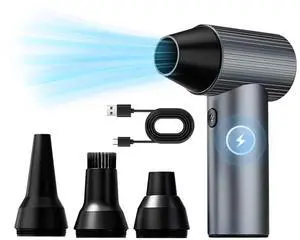 Electric Air Duster, 90000RPM Super Blower, 3 Speed Adjustable Rechargeable Compressed Air Duster Can, Cordless Air Duster for Home Car Keyboard Cleaning