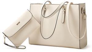 Laptop Bag for Women 15.6 inch Laptop Tote Bag Leather Classy Computer Briefcase for Work Waterproof Handbag 2pcs Set