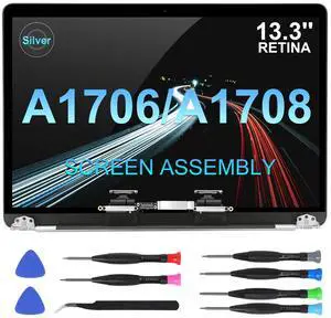 13.3" Screen Replacement for MacBook Pro 13inch A1706 A1708 Late 2016 Mid 2017 Retina (EMC 3071 EMC 3163 EMC 2978 EMC 3164) A Full LED LCD Display Assembly (Silver)