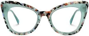 Zeelool Women's Cat Eye Glasses Stylish Acetate Eyewear Blue Light Blocking Glasses Anti Eyestrain Glasses ZJGA359158-01 Green