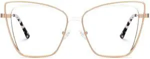Zeelool Butterfly Glasses Metal Eyewear for Women Blue Light Blocking Glasses Anti Eyestrain Glasses ZJGM139501-03 Gold