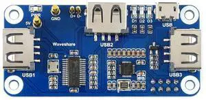 Waveshare PoE Ethernet/USB HUB HAT, Compatible with Raspberry Pi Zero/Zero W/4B/3B/3B+, 3X USB 2.0 Ports, 802.3af-Compliant